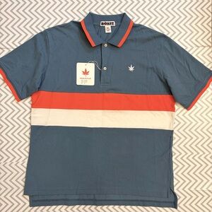 Boast Men's Blue Polo with Red and White Chest Stripes Size XXL